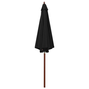Guarda-sol com mastro de madeira 300x258 cm preto