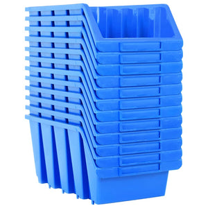 Caixas de arrumação empilháveis 14 pcs plástico azul