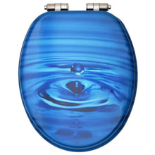 Carica l&#39;immagine nel visualizzatore di Gallery, Assento sanita c/ tampa fecho suave MDF design gotas água azul
