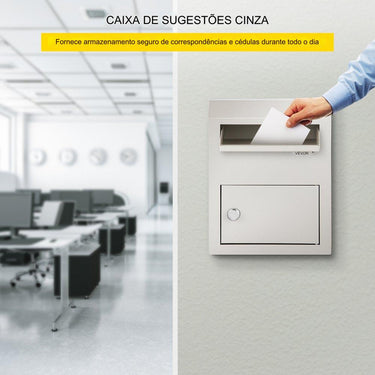 Caixa de sugestões  - 38x305x11cm urna cinza