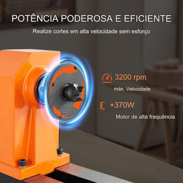 Torno de Madeira com 370W de Potência (254mm de Diâmetro)