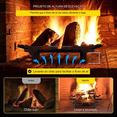 Grelha de Fogo Redonda em Ferro Fundido com Padrão Ondulado - 24 Polegadas