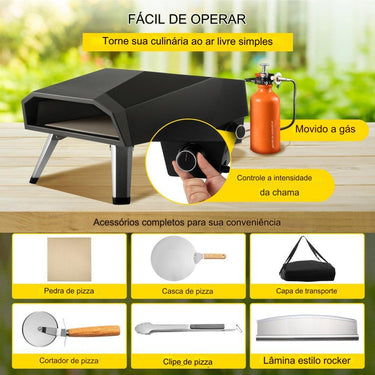 Forno a Gás de Pizza  com Pedra e Churrasqueira