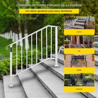 Corrimão ferro escadas 3-4 degraus externos