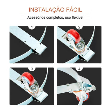 Carrinho Tambor 250L  4 Rodas com Travões