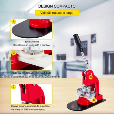 Máquina de Botões  - 58mm com 500 Botões e Cortador