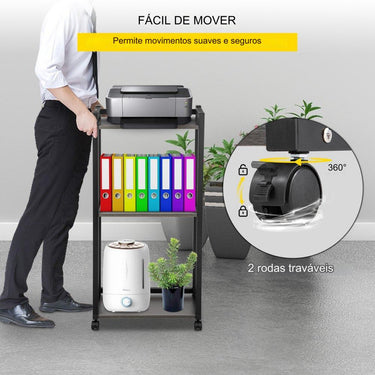 Carrinho de impressora  - com rodas para escritório ou escola