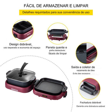 Grelhador e Fondue 2 em 1