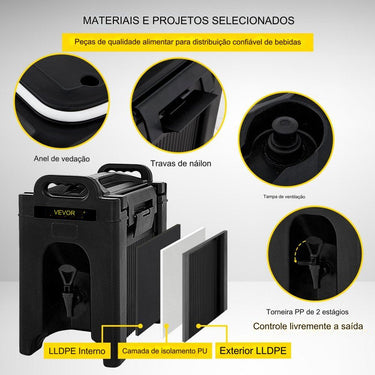 Dispensador de Bebidas Quentes e Frias 9.5L