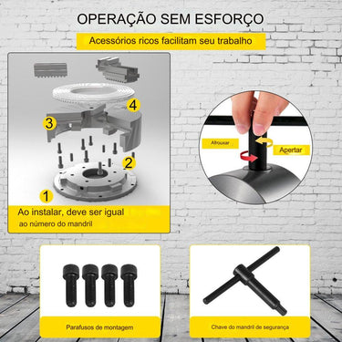 Mandril de Torno de 125mm com 4 Garras