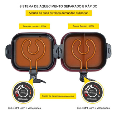 Grelhador e Fondue 2 em 1
