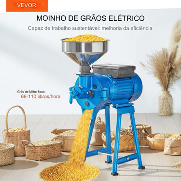 Moinho de Cereais Elétrico 2 em 1 - Uso Seco e Úmido 1500W 240x280x700mm