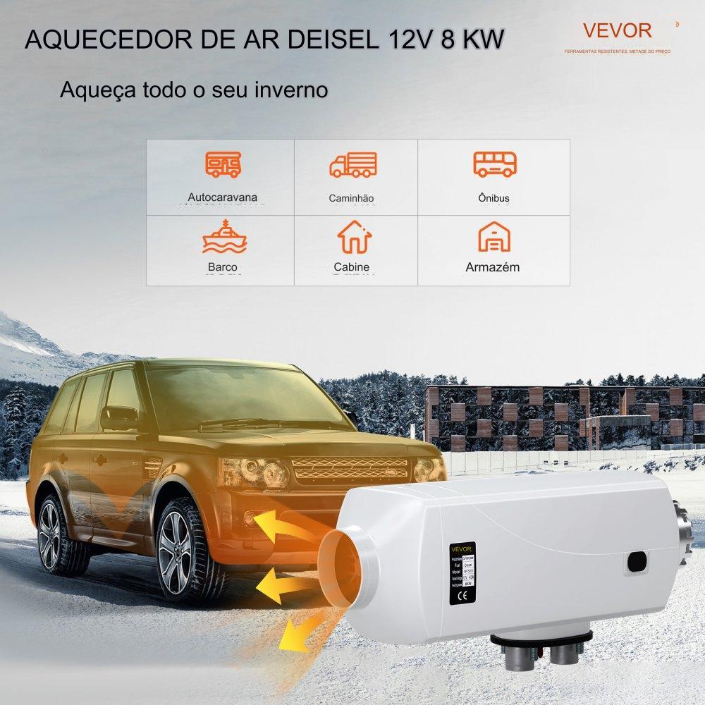 Aquecedor a Diesel 12V 8KW com LCD e Silenciador