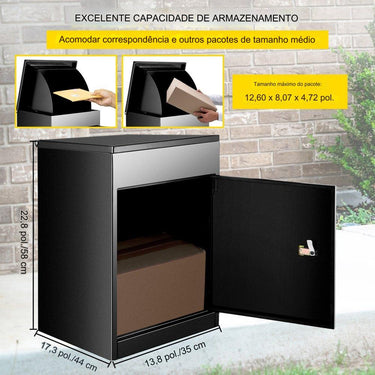 Caixa de Correio XXL Preto 44x35x58cm