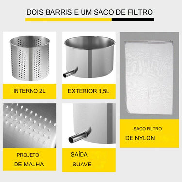 Prensa de Frutas em Aço Inoxidável 3.5L