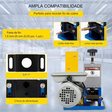 Decapadora  descarnadora desfiadora descascadora  automática de cabo de 180 W (0.06-1 polegada)