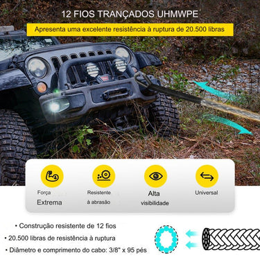 Cabo de Aço de 10mm 28m Guincho de Dyneema