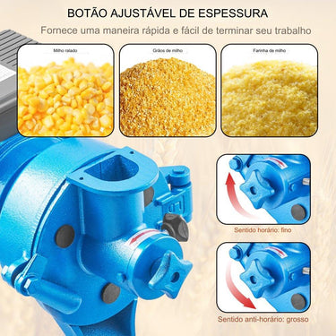 Moinho Elétrico 2 em 1 para Grãos  - Uso a Seco e Úmido