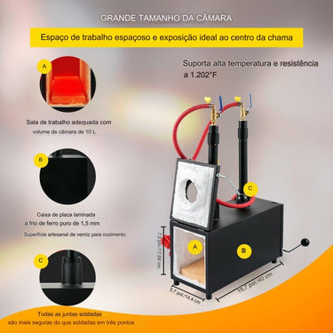 Forno de Forja a Gás  de 1350°C (Bico Duplo)