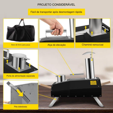 Forno de Pizza Profissional a Carvão 30cm