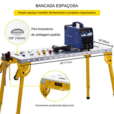 Mesa de Soldadura Ajustável (Altura: 63.5-81.3cm)