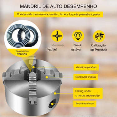 Mandril de Torno de 4 Garras Auto Centralizadoras - 125mm