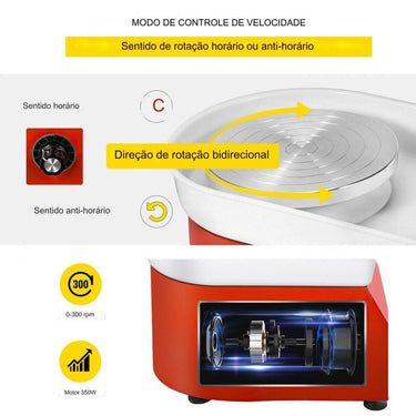 Máquina de Torno para Cerâmica Elétrica 350W 25cm