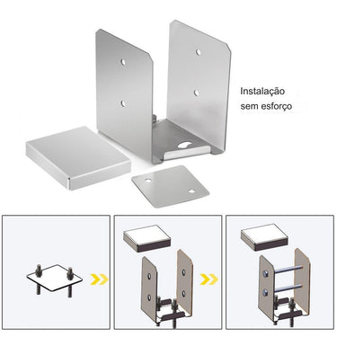 Base Poste Ajustável  6x6 Inox