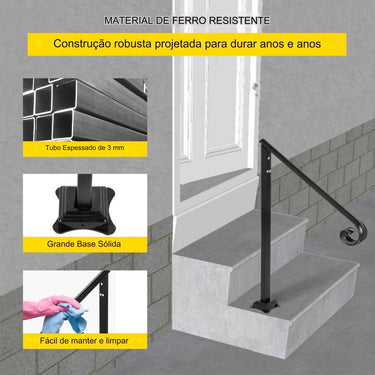 Corrimão de Ferro Forjado para 1 ou 2 Degraus