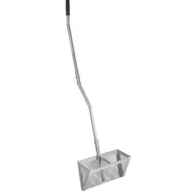 Lawnal Rake feito de alumínio e aço inoxidável Lawn Harke 130x40x25 cm com grade de filtro de metal e calculações de rede com STEM Silver adequado para remover algas de plantas daninhas e outras plantas aquáticas