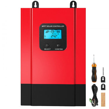 t 12V ~ 48V MPPT Loader, carregador solar 40A, tela LCD vermelha e preta, carregador solar 12V 24V 36V 48V, Sistemas Identificação automática Funções de proteção diferentes funções de proteção