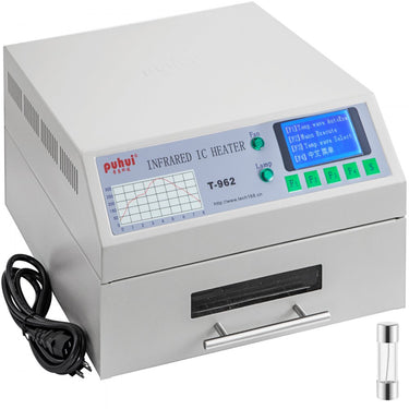 Reflow Welding Machine T962, Reflow Welder AC220V 50Hz, Reflow Station 800 W, Reflow Soldering Machine, Reflow Soldering Machine 180 x 235mm LCD, para CHIP, SOP, PLCC, QFP, BGA etc.