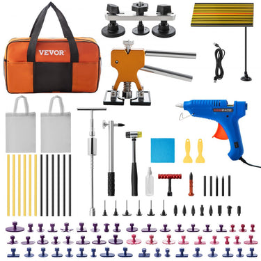 VI 89 PCS. Conjunto de reparos de dente automático profissional, ferramentas de exploração sem tinta, ferramenta de remoção do kit denculador de pó de reparo DIY, reparo de granizo, lubrificante LED LUBRICANT DELLEN TREFER TR elevador T-bar