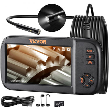 Câmera de endoscópio com luz lente tripla Indústria Endoscópio 4.5 "IPS Screen Inspection Camera 1920x1080 Câmera de tubo impermeável Inspeção de motores de carro Canais de esgoto HVAC Canais