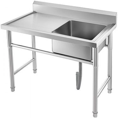 Aço inoxidável de mesa de enxágüe de enxágue com 1 pelve (direita) Gastro enxágue Tabela 201 Tabela de aço inoxidável Gastro de aço inoxidável 100x 60 x 92 cm Pia de gastro
