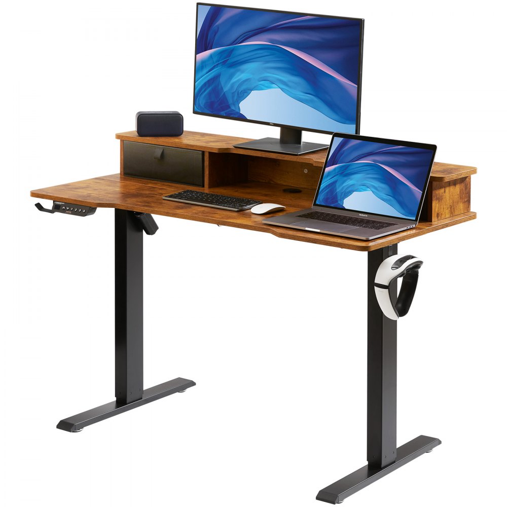 Mesa de pé ajustável em altura  - 472x236 polegadas com 2 monitores