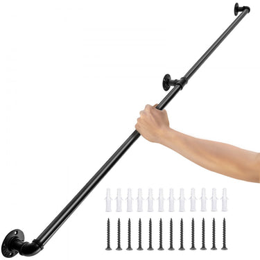 2X Retro retro Tubo de água Handra corrimão 212cm Industrial Wind Iron Ferro Carbono Aço 3x Porta de parede Handrail Rustic 200 kg Capacidade de carga de carga adequada para corrimãos em ambientes fechados/área externa