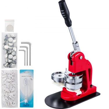 Máquina de prensa de crachás 75 mm, fabricante de botões 500 peças, fabricante de crachás com tamanho base de 16 x 29 cm, máquina de prensa de perfuração com punho fácil de usar, para fazer crachás, botões