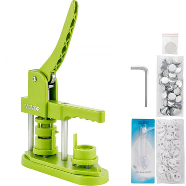 Máquina de botão vevor 25 mm, botão verde rotativo, faça você mesmo com 1000 emblemas em branco do botão DIY, bobina de gem
