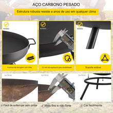 Cargar imagen en el visor de la galería, Fogueira de Aço Carbono - 77cm para Jardim e Churrasco
