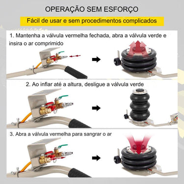 Macaco Pneumático com Longo Braço  - Pintura a Pó 3 Toneladas