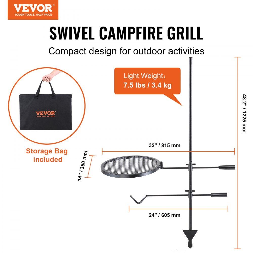 Espeto Giratório para Churrasco em Aço 360x360mm