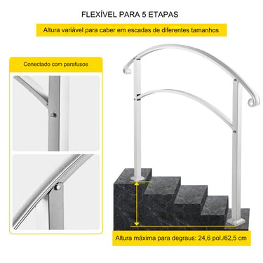 Corrimão Ajustável de 5 Pés - Para 4 a 5 Degraus