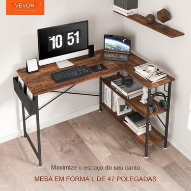 Mesa em forma de L  - marrom 1200x890x760mm