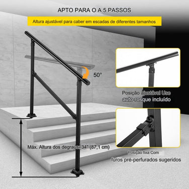 Corrimão de Ferro Forjado para Escadas 1-4 Degraus