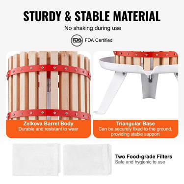 Prensa de Frutas 12L  - Fruchtpresse Zelkova