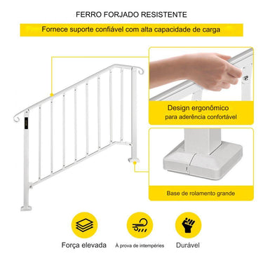Corrimão ferro escadas 3-4 degraus externos