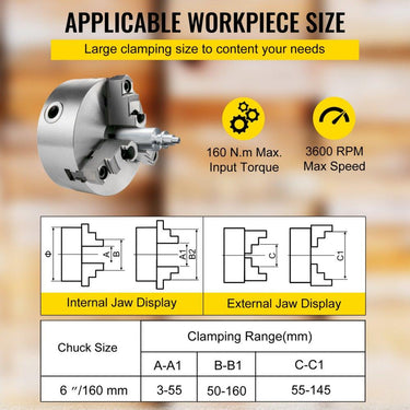 Mandril de Torno de 3 Blocos Autocentrante (160mm)