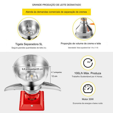 Separador de Leite Centrífugo  100L