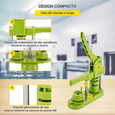 Máquina de Botões  25 mm - 1000 Botões DIY